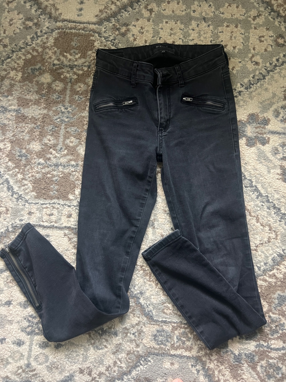 STS Blue Slim Black Jeans with Zip Pocket Details
